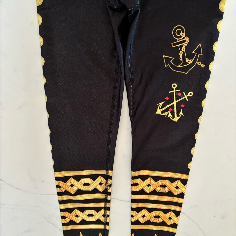 TEREZ•military anchor stars stripes black leggings small NWT - Picture 4 of 6